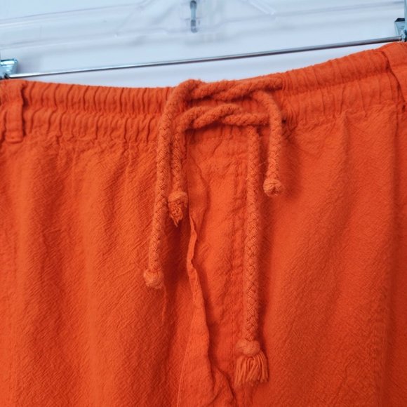 Vintage 90s Gitano High Rise Orange Pants Double Drawstring // Large - Picture 5 of 16